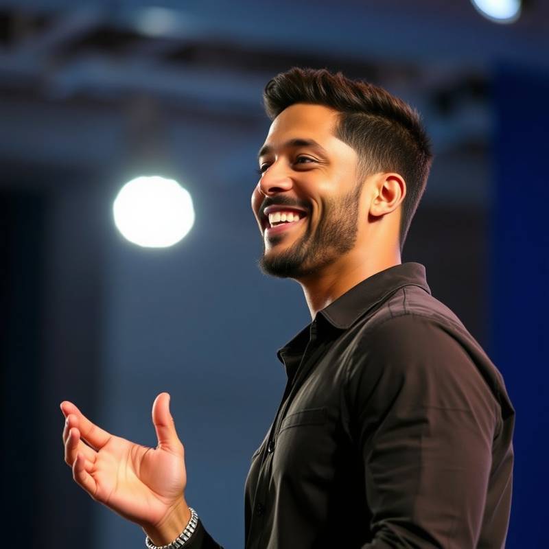 Instructor Benjamin Smith, in a relaxed posture, smiling while giving a motivational speech