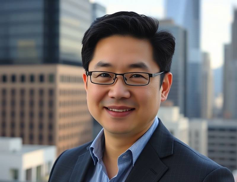 Instructor David Lee, looking confidently at the camera with a cityscape in the background